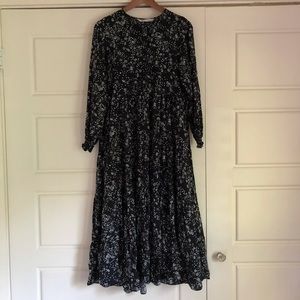 Zara Printed Midi Dress Black (M)